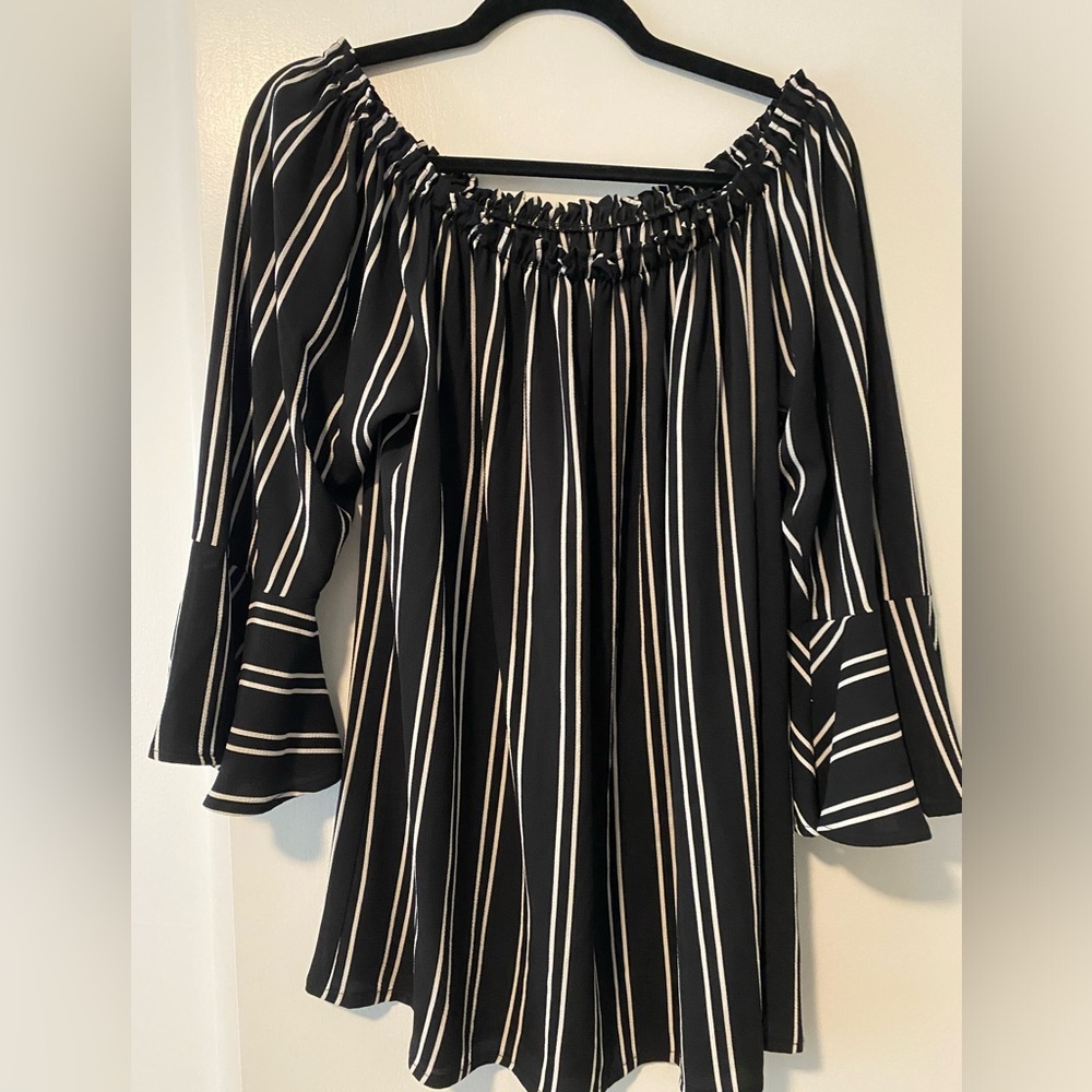 Joseph Ribkoff black and white stripe tunic O/S